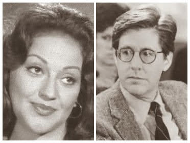 Kelly Bishop and Edward Herrmann in black and white photos long before they became Emily and Richard Gilmore