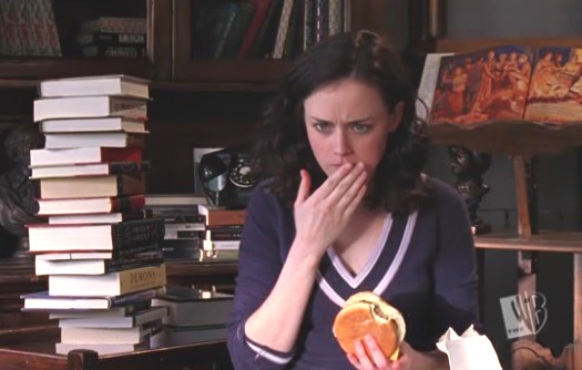 Rory Gilmore eating a bad burger