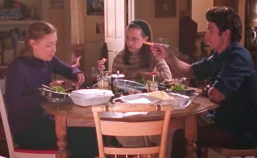 Jess' impromptu feast with Rory and Paris