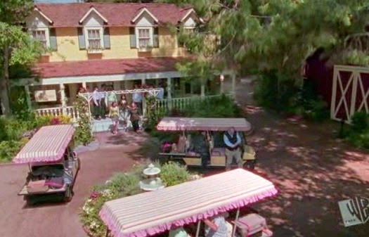 Buggies arriving at the grand opening of the Dragonfly Inn