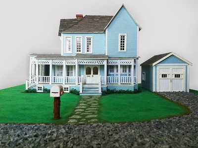 Lorelai's house rendered in paper sculpture