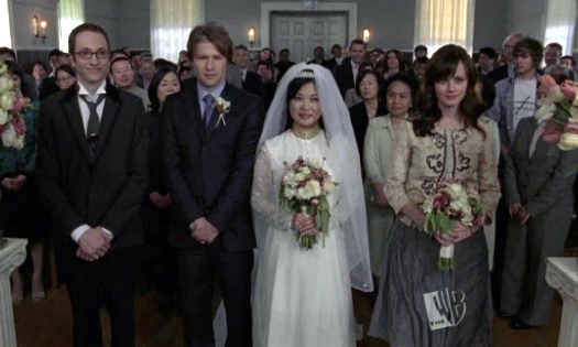 Brian, Zack, Kim and Rory at a noticeably Mr-Kim-Less wedding ceremony