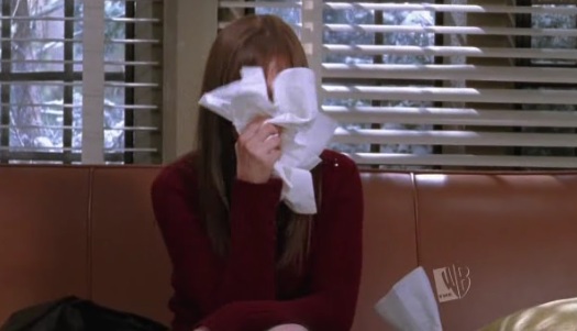 Rory on the shrink's couch uses all the tissues to dry her face